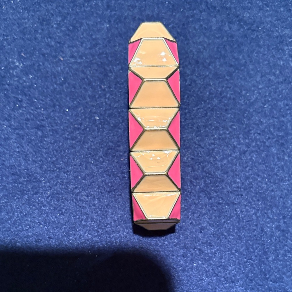 J Crew Geometric Pink & Tan Enamel stretch bracelet